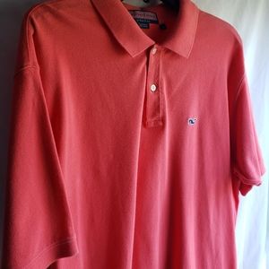 Men’s Vineyard Vines Polo Shirt Size Large. Salmon Pink..